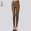 Women Tight Trouser Autumn Winter Women Thin Velvet PU Leather Pants Female Sexy Elastic Stretch Faux Leather Skinny Pencil Pant
