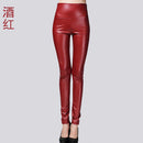 Women Tight Trouser Autumn Winter Women Thin Velvet PU Leather Pants Female Sexy Elastic Stretch Faux Leather Skinny Pencil Pant