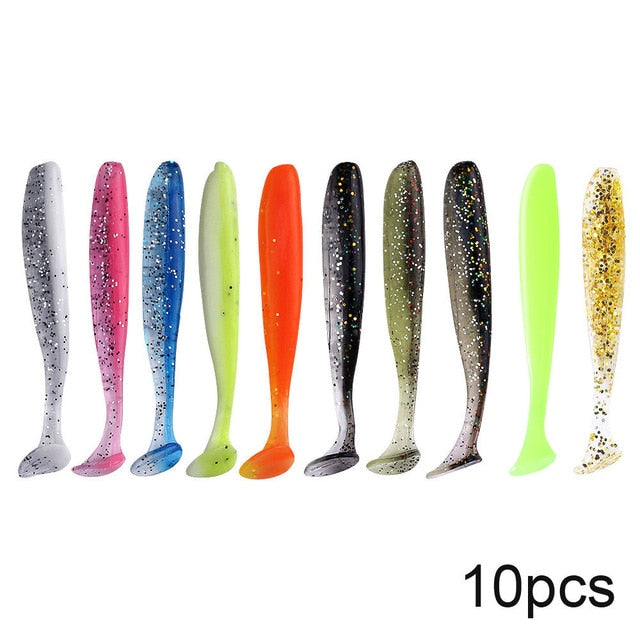 QXO 10pcs/Lot 7cm 10cm 13cm Soft Worm Lures Silicone Bait Sea Fish Pva Swimbait Wobblers Goods For Fishing Artificial Tackle
