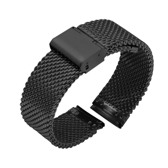 18mm 20mm 22mm 24mm Universal Milanese Watchband Quick Release Watch Band Mesh Stainless Steel Strap Wrist Belt Bracelet Black