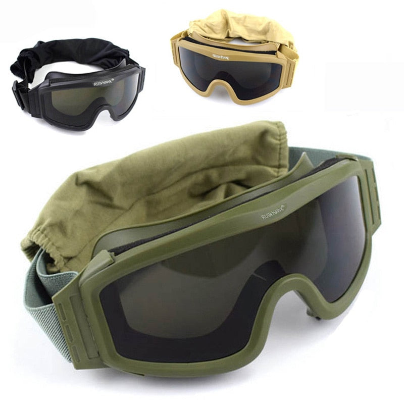 Black Tan Green Tactical Goggles Military Shooting Sunglasses 3 Lens Army Airsoft Paintball Motorcycle Windproof Wargame Glasses