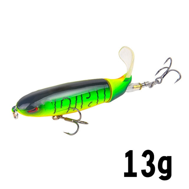 GOBYGO 1PCS Whopper Popper 10cm/14cm Fishing Lure Artificial Bait Hard Soft Rotating Tail Fishing Tackle Geer Pesca