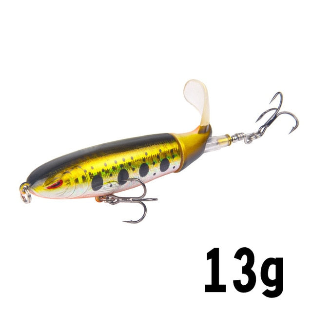GOBYGO 1PCS Whopper Popper 10cm/14cm Fishing Lure Artificial Bait Hard Soft Rotating Tail Fishing Tackle Geer Pesca