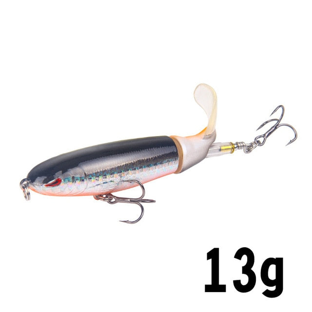 GOBYGO 1PCS Whopper Popper 10cm/14cm Fishing Lure Artificial Bait Hard Soft Rotating Tail Fishing Tackle Geer Pesca