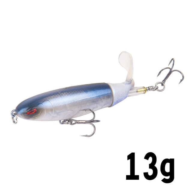 GOBYGO 1PCS Whopper Popper 10cm/14cm Fishing Lure Artificial Bait Hard Soft Rotating Tail Fishing Tackle Geer Pesca