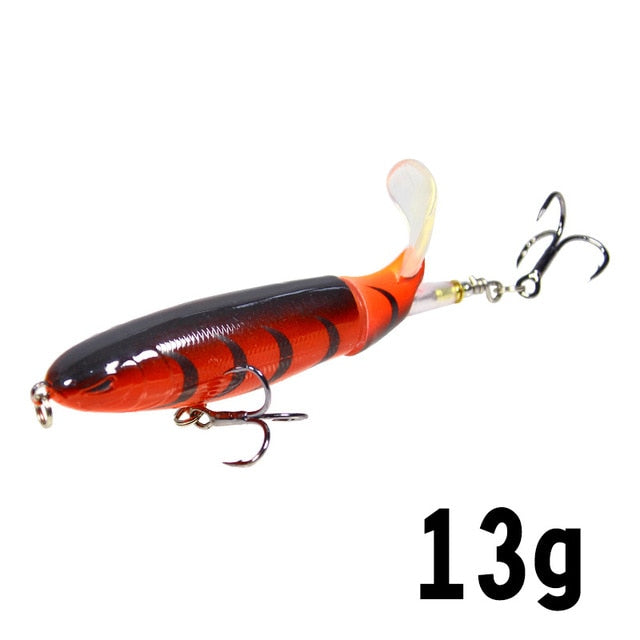 GOBYGO 1PCS Whopper Popper 10cm/14cm Fishing Lure Artificial Bait Hard Soft Rotating Tail Fishing Tackle Geer Pesca