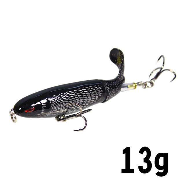 GOBYGO 1PCS Whopper Popper 10cm/14cm Fishing Lure Artificial Bait Hard Soft Rotating Tail Fishing Tackle Geer Pesca