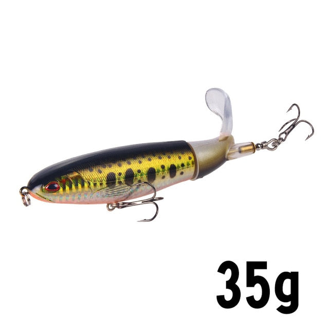 GOBYGO 1PCS Whopper Popper 10cm/14cm Fishing Lure Artificial Bait Hard Soft Rotating Tail Fishing Tackle Geer Pesca
