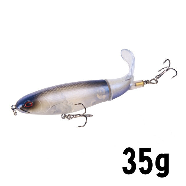 GOBYGO 1PCS Whopper Popper 10cm/14cm Fishing Lure Artificial Bait Hard Soft Rotating Tail Fishing Tackle Geer Pesca