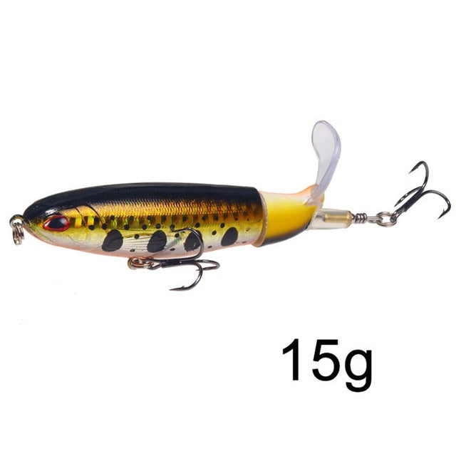 GOBYGO 1PCS Whopper Popper 10cm/14cm Fishing Lure Artificial Bait Hard Soft Rotating Tail Fishing Tackle Geer Pesca