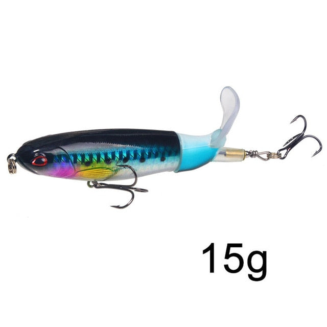 GOBYGO 1PCS Whopper Popper 10cm/14cm Fishing Lure Artificial Bait Hard Soft Rotating Tail Fishing Tackle Geer Pesca