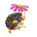 Wuli&baby Lovely Hold Flower Hedgehog Brooches Women 8-colors Animal Pet Party Office Causal Brooch Pins Gifts ёжик с ромашкой