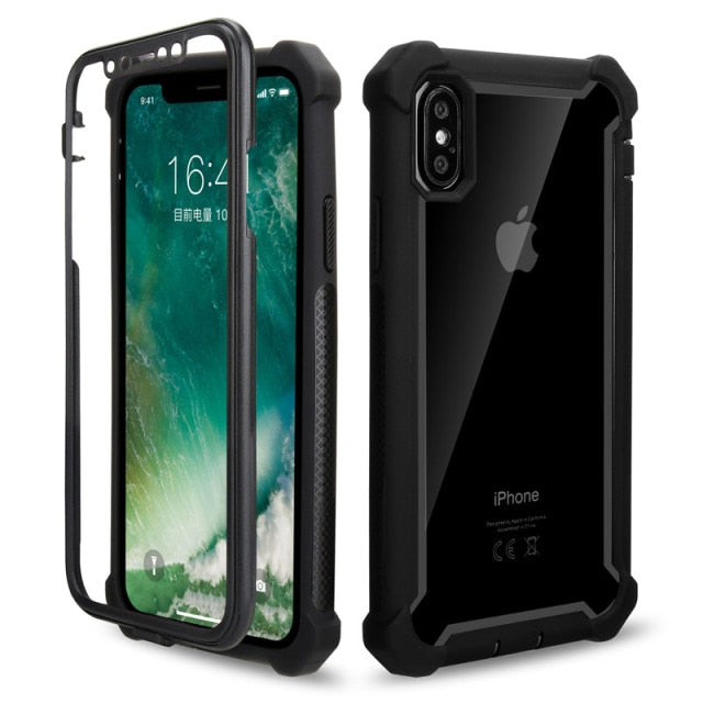 Heavy Duty Shockproof Phone Case For iPhone 11 Pro Max X XR XS Max SE 2020 6 6S 7 8 Plus 5S Soft TPU+PC Transparent Back Cover