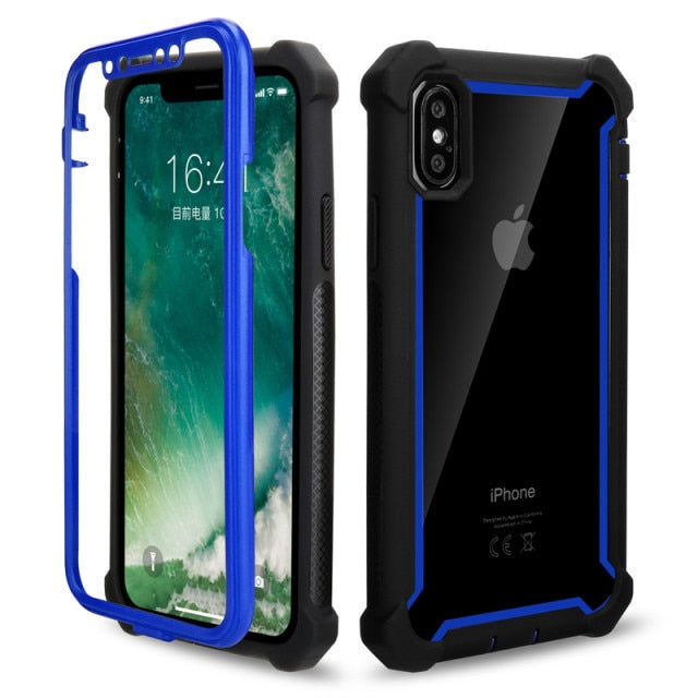 Heavy Duty Shockproof Phone Case For iPhone 11 Pro Max X XR XS Max SE 2020 6 6S 7 8 Plus 5S Soft TPU+PC Transparent Back Cover