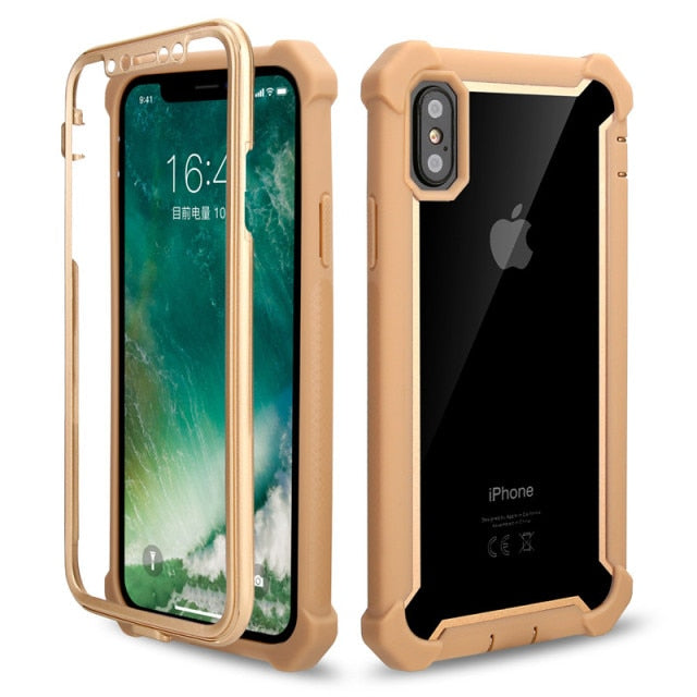 Heavy Duty Shockproof Phone Case For iPhone 11 Pro Max X XR XS Max SE 2020 6 6S 7 8 Plus 5S Soft TPU+PC Transparent Back Cover