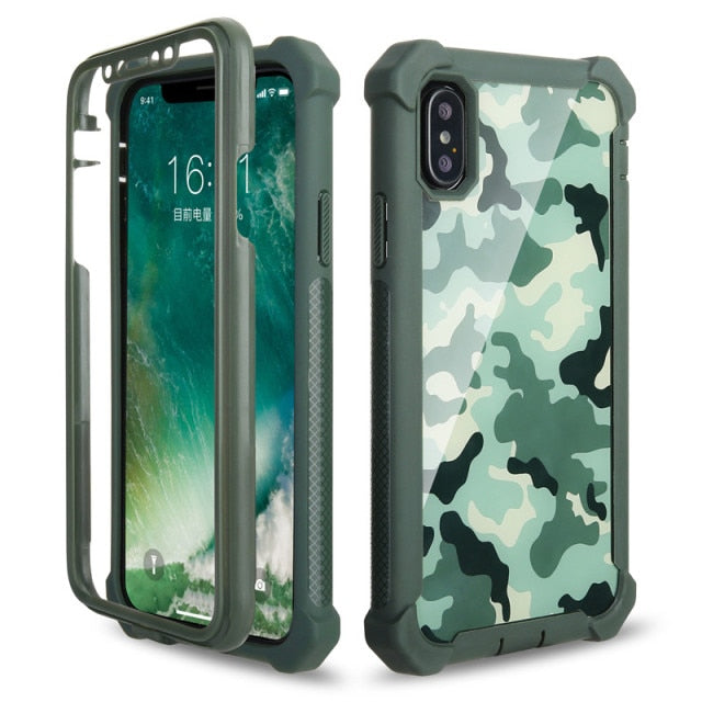 Heavy Duty Shockproof Phone Case For iPhone 11 Pro Max X XR XS Max SE 2020 6 6S 7 8 Plus 5S Soft TPU+PC Transparent Back Cover