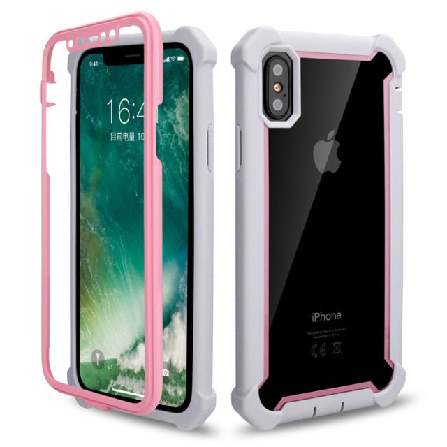 Heavy Duty Shockproof Phone Case For iPhone 11 Pro Max X XR XS Max SE 2020 6 6S 7 8 Plus 5S Soft TPU+PC Transparent Back Cover