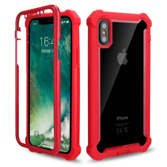 Heavy Duty Shockproof Phone Case For iPhone 11 Pro Max X XR XS Max SE 2020 6 6S 7 8 Plus 5S Soft TPU+PC Transparent Back Cover