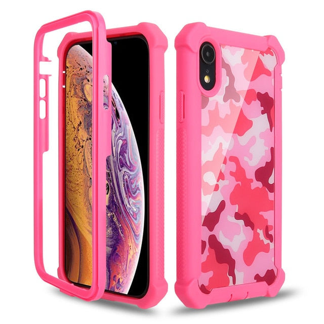 Heavy Duty Shockproof Phone Case For iPhone 11 Pro Max X XR XS Max SE 2020 6 6S 7 8 Plus 5S Soft TPU+PC Transparent Back Cover
