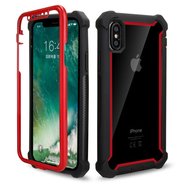 Heavy Duty Shockproof Phone Case For iPhone 11 Pro Max X XR XS Max SE 2020 6 6S 7 8 Plus 5S Soft TPU+PC Transparent Back Cover