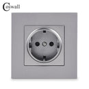 COSWALL Russia Spain EU Standard Wall Socket USB Charge Port Simple PC Panel Black White Grey E20 Series Full Rangle