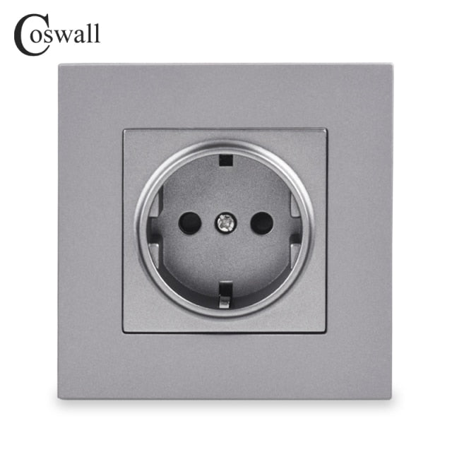COSWALL Russia Spain EU Standard Wall Socket USB Charge Port Simple PC Panel Black White Grey E20 Series Full Rangle