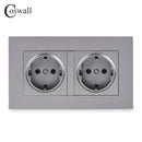 COSWALL Russia Spain EU Standard Wall Socket USB Charge Port Simple PC Panel Black White Grey E20 Series Full Rangle