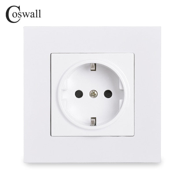 COSWALL Russia Spain EU Standard Wall Socket USB Charge Port Simple PC Panel Black White Grey E20 Series Full Rangle