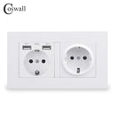 COSWALL Russia Spain EU Standard Wall Socket USB Charge Port Simple PC Panel Black White Grey E20 Series Full Rangle