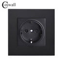 COSWALL Russia Spain EU Standard Wall Socket USB Charge Port Simple PC Panel Black White Grey E20 Series Full Rangle