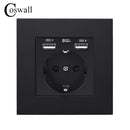 COSWALL Russia Spain EU Standard Wall Socket USB Charge Port Simple PC Panel Black White Grey E20 Series Full Rangle