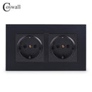 COSWALL Russia Spain EU Standard Wall Socket USB Charge Port Simple PC Panel Black White Grey E20 Series Full Rangle