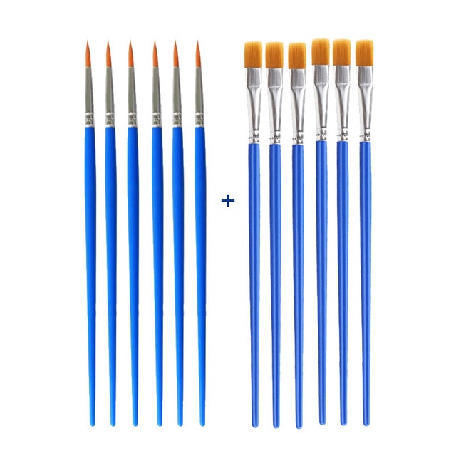 12pcs Nylon Hair Detail Paint Brush Children DIY Art Supplies Tool Watercolor Artist Painting Brush Art Stationery