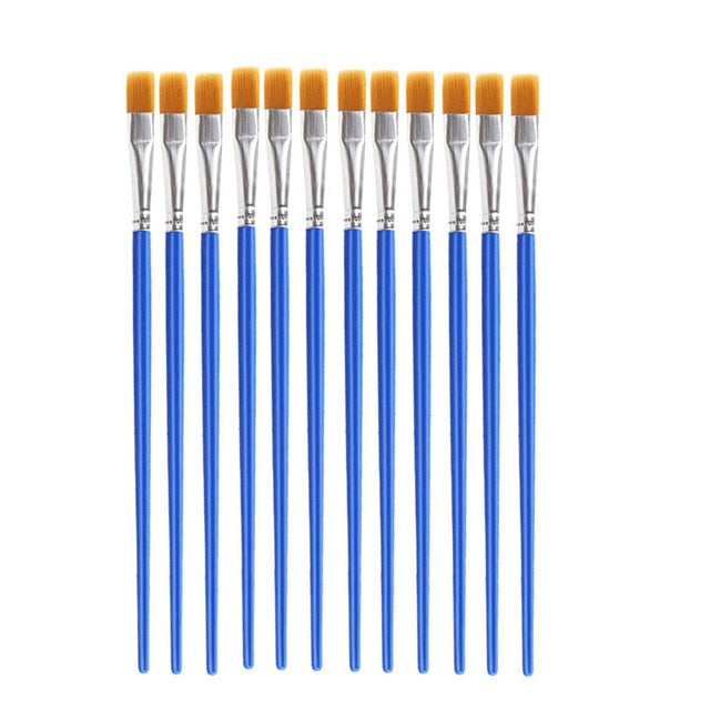 12pcs Nylon Hair Detail Paint Brush Children DIY Art Supplies Tool Watercolor Artist Painting Brush Art Stationery