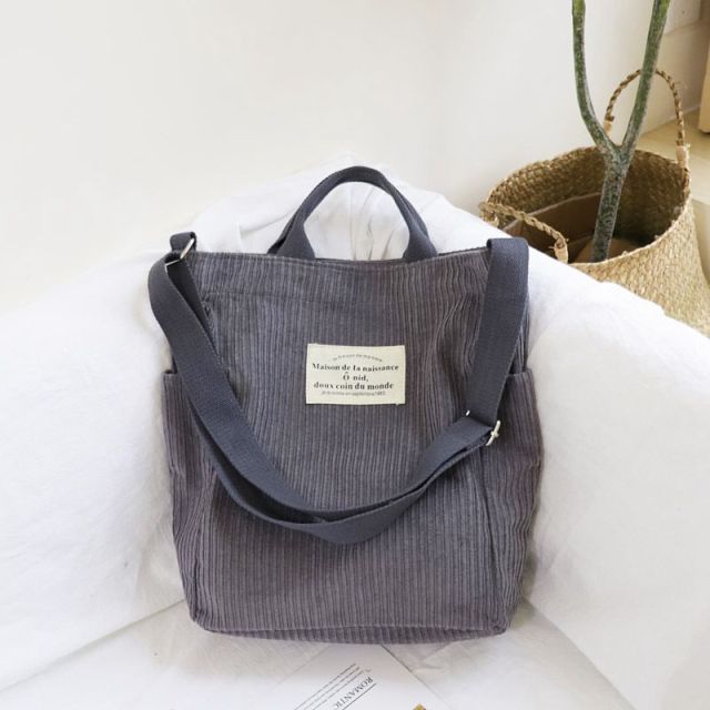 Large Capacity Cloth Handbag Tote Female Crossbody Messenger Bags Ladies Simple Canvas Purses Women Corduroy Shoulder Bag KL768