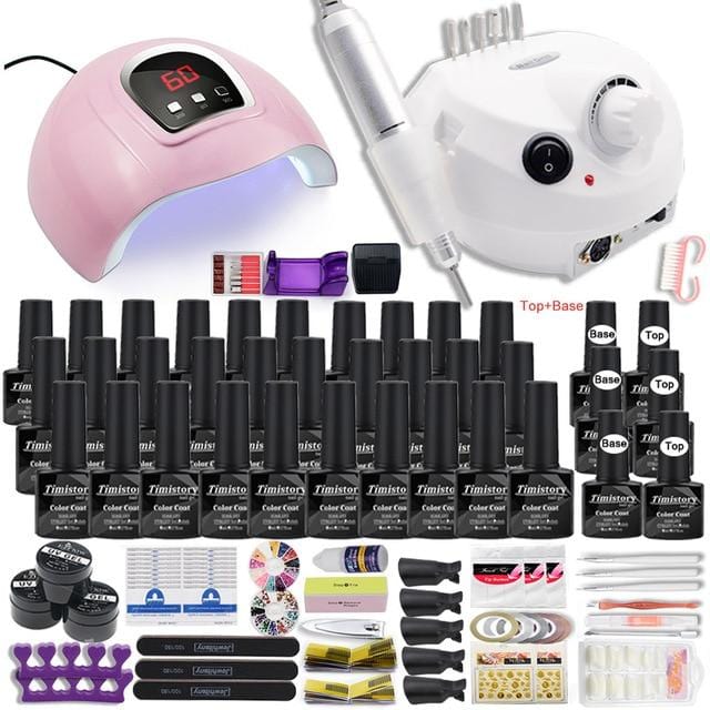 Manicure Set for Nail 30/20/10 Kind Nail Polish Kit with 120W Nail lamp Nail drill Machine Acrylic Kit Nail Art Tools Nail Tool