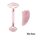 Rose Quartz Roller Massager Tool Natural Stone Facial Massager Jade Roller Microneedle Roller Jade Spatula Skin Care Kit Box