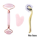 Rose Quartz Roller Massager Tool Natural Stone Facial Massager Jade Roller Microneedle Roller Jade Spatula Skin Care Kit Box