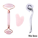 Rose Quartz Roller Massager Tool Natural Stone Facial Massager Jade Roller Microneedle Roller Jade Spatula Skin Care Kit Box