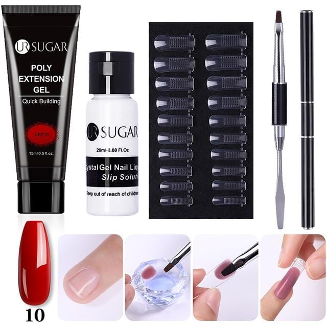 UR SUGAR 5pcs/Set  Nail Polish Gel Nail Kit 15ml Quick Building  UV Nail PolishGel Extensions Acrylic Gel Nail Art Set