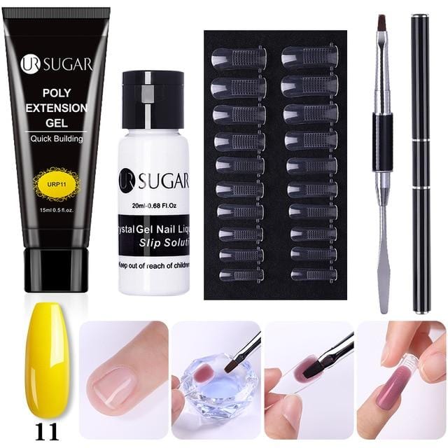 UR SUGAR 5pcs/Set  Nail Polish Gel Nail Kit 15ml Quick Building  UV Nail PolishGel Extensions Acrylic Gel Nail Art Set