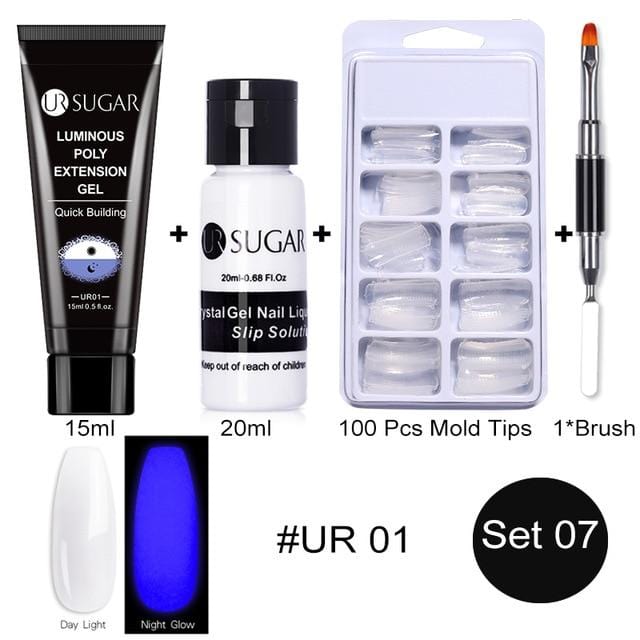 UR SUGAR 5pcs/Set  Nail Polish Gel Nail Kit 15ml Quick Building  UV Nail PolishGel Extensions Acrylic Gel Nail Art Set