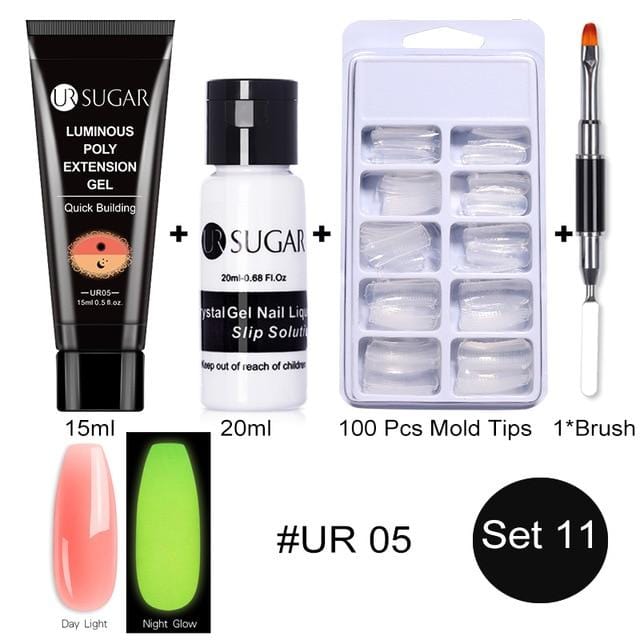 UR SUGAR 5pcs/Set  Nail Polish Gel Nail Kit 15ml Quick Building  UV Nail PolishGel Extensions Acrylic Gel Nail Art Set