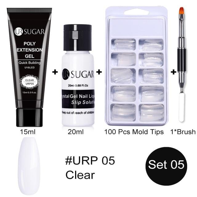 UR SUGAR 5pcs/Set  Nail Polish Gel Nail Kit 15ml Quick Building  UV Nail PolishGel Extensions Acrylic Gel Nail Art Set
