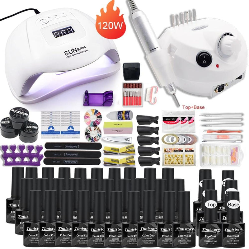 Dropshipping 30/20/10 Color Nail Gel Polish Set 120W Nail Lamp Manicure Set Acrylic Kit With High Quality 20W Nail Drill Machine