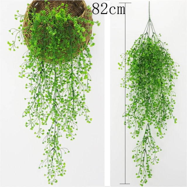 Artificial Plant Vines Wall Hanging Rattan Leaves Branches Outdoor Garden Home Decoration Plastic Fake Silk Leaf Green Plant Ivy