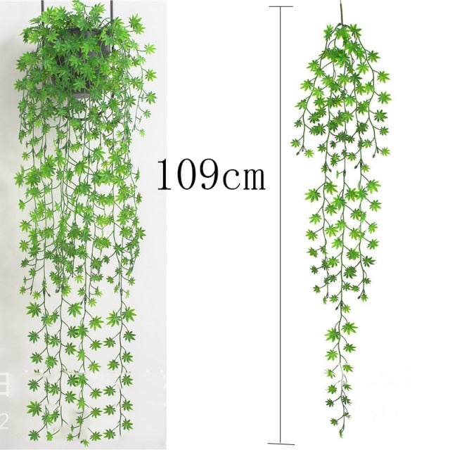 Artificial Plant Vines Wall Hanging Rattan Leaves Branches Outdoor Garden Home Decoration Plastic Fake Silk Leaf Green Plant Ivy