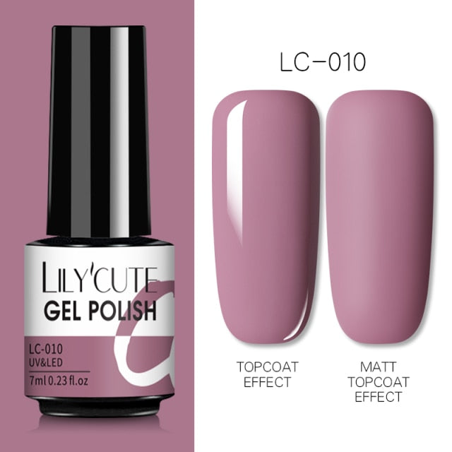 LILYCUTE 7ml UV Nail Gel Polish Autumn Winter Color Semi Permanent Matte Top Coat Needed Soak Off UV LED Nail Art Gel Varnish