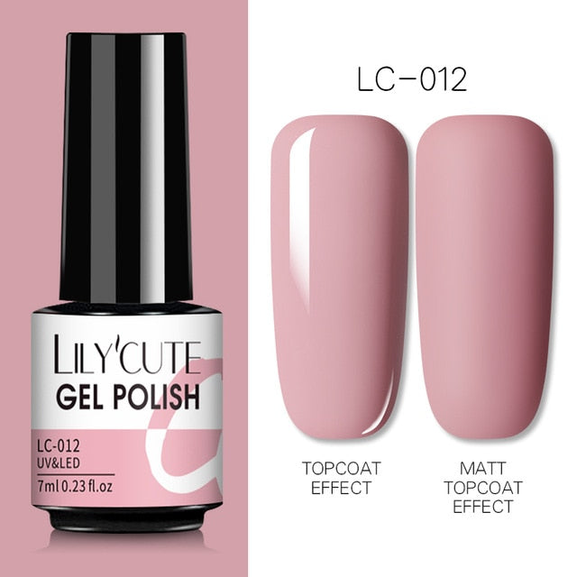 LILYCUTE 7ml UV Nail Gel Polish Autumn Winter Color Semi Permanent Matte Top Coat Needed Soak Off UV LED Nail Art Gel Varnish
