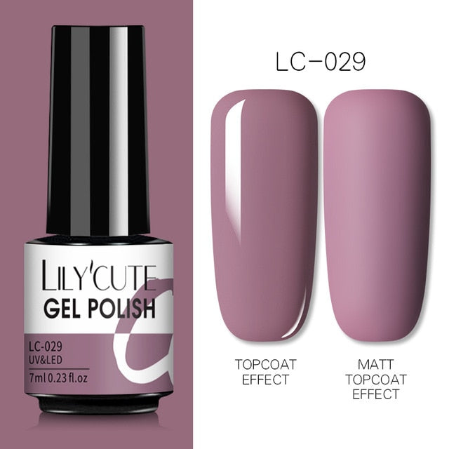 LILYCUTE 7ml UV Nail Gel Polish Autumn Winter Color Semi Permanent Matte Top Coat Needed Soak Off UV LED Nail Art Gel Varnish